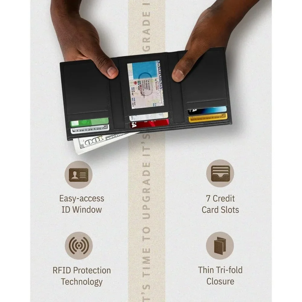 Men - Slim RFID Blocking Wallet for Securing Personal Data - Front Pocket